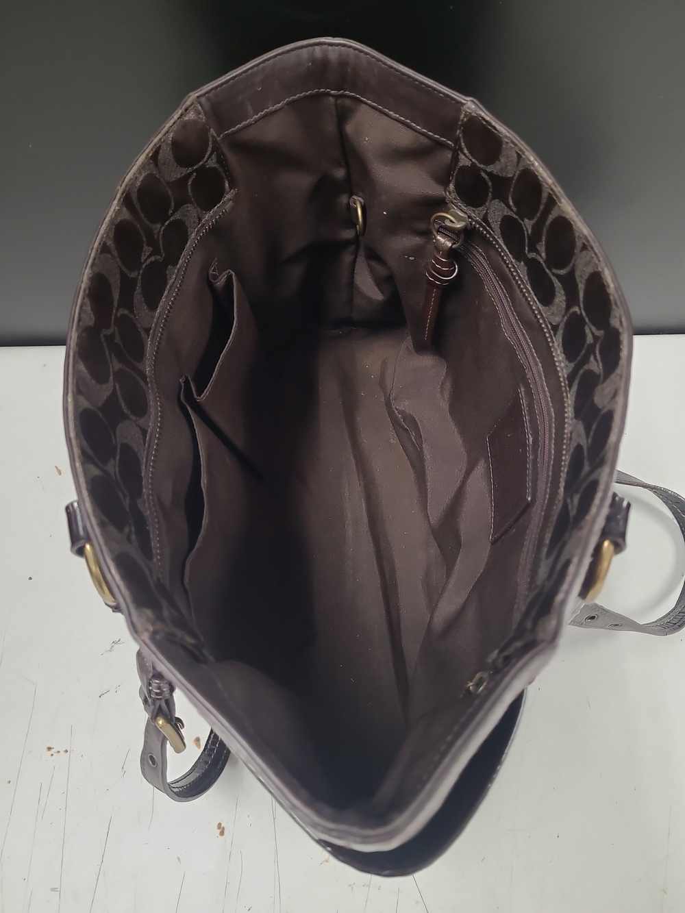 Coach Brown Lurex Jacquard Leather Signature Tote Bag Coach Brown H0867-F12853 - Picture 7 of 16